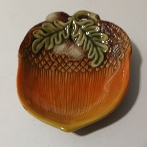 Orange and Green Ceramic Acorn Art Piece